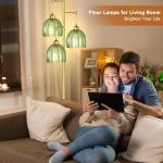 Gold Mid Century Floor Lamp with Glass Shade