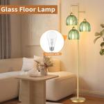 Gold Mid Century Floor Lamp with Glass Shade