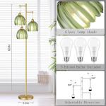 Gold Mid Century Floor Lamp with Glass Shade