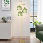 Gold Mid Century Floor Lamp with Glass Shade
