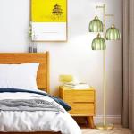 Gold Mid Century Floor Lamp with Glass Shade