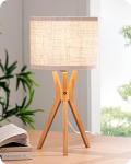 Modern Tripod Table Lamp with Natural Wood Legs