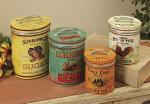 Vintage Round Metal Kitchen Canister Set of 4