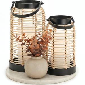Rattan Boho Lanterns for Indoor and Outdoor Decor
