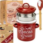 Bacon Grease Container with Strainer and Spatula