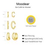 3Pcs Non-Piercing Ear Cuffs in Gold