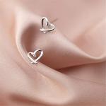 Tiny Sterling Silver Heart Earrings for Women