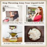 Bacon Grease Container with Strainer and Spatula