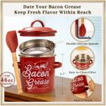 Bacon Grease Container with Strainer and Spatula