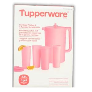 Pink Tupperware Heritage Pitcher and Tumbler Set