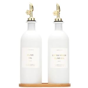 Olive Oil Dispenser Set with Bamboo Tray