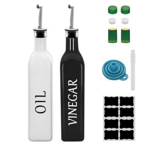 Olive Oil Dispenser Set with Pourers & Labels