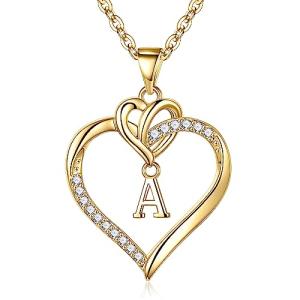 Heart Initial Pendant Necklace in 14K Gold