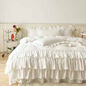 Ruffle Queen Duvet Cover Set in White