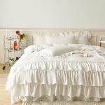 Ruffle Queen Duvet Cover Set in White