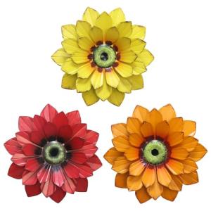 Metal Flower Wall Decor Set - 3 Pieces
