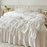 Ruffle Queen Duvet Cover Set in White
