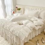 Ruffle Queen Duvet Cover Set in White