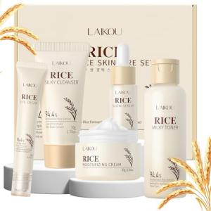 Korean Skin Care Set with Rice Cleanser and More