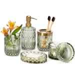 6-Piece Clear Glass Bathroom Accessory Set