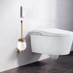 Antique Brass Toilet Brush Holder with Ceramic Cup