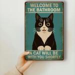 Funny Cat Bathroom Wall Sign - Welcome!