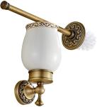 Antique Brass Toilet Brush Holder with Ceramic Cup