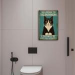 Funny Cat Bathroom Wall Sign - Welcome!