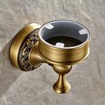 Antique Brass Toilet Brush Holder with Ceramic Cup