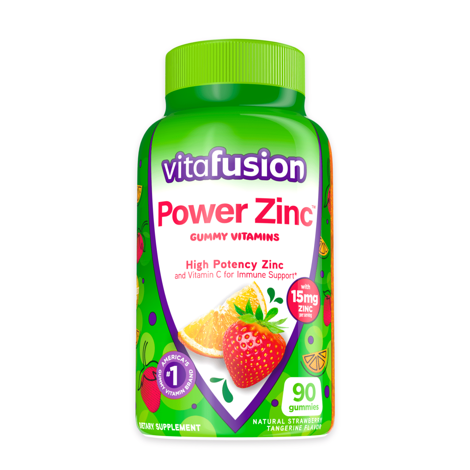 Vitafusion Power Zinc 90 Strawberry Tangerine Gummies