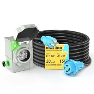 CircleCord 30 Amp 15ft Heavy Duty Generator Cord