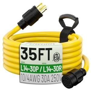 30 Amp Generator Extension Cord, 10 Gauge, 7500W