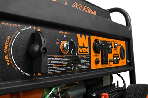 WEN DF475T Dual Fuel Portable Generator, 4750-Watt