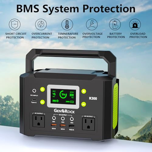 GENSROCK 300W Portable Power Station, 222Wh Solar Generator