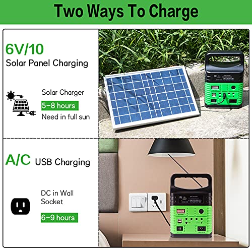 Portable Solar Generator with LED Lights (Green)