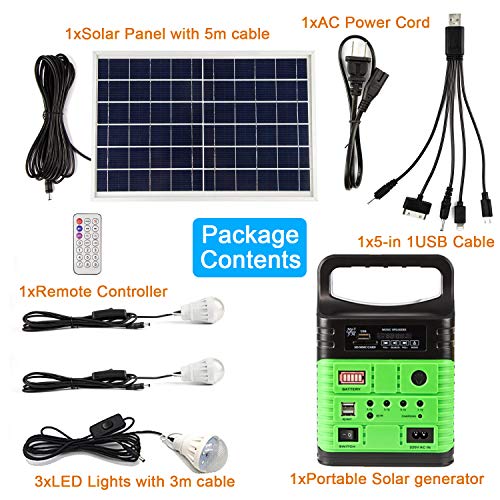 Portable Solar Generator with LED Lights (Green)