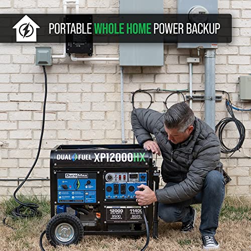 DuroMax XP12000HX Dual Fuel Portable Generator - 12000 Watt, Electric Start