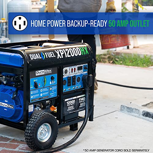 DuroMax XP12000HX Dual Fuel Portable Generator - 12000 Watt, Electric Start