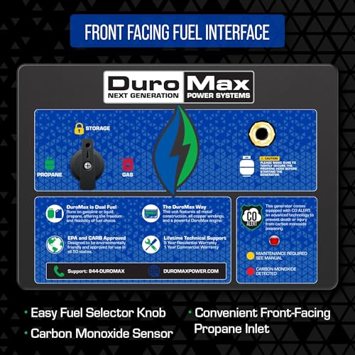 DuroMax XP12000HX Dual Fuel Portable Generator - 12000 Watt, Electric Start