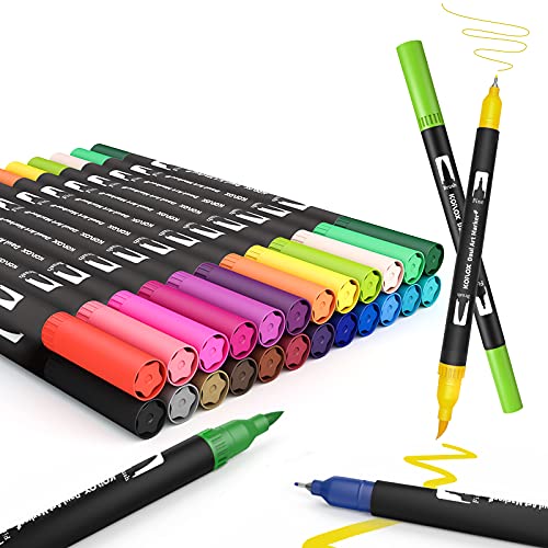 24-Color Dual Tip Brush Pen Set