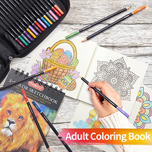 PANDAFLY 150 Colored Pencils with Coloring Book Set