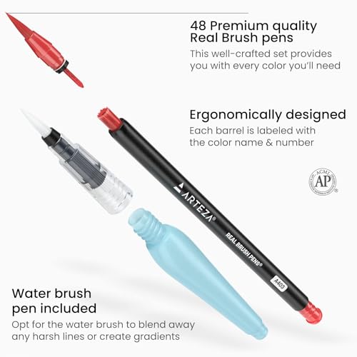 Arteza 48-Piece Real Brush Marker Set