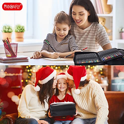 PANDAFLY 150 Colored Pencils with Coloring Book Set