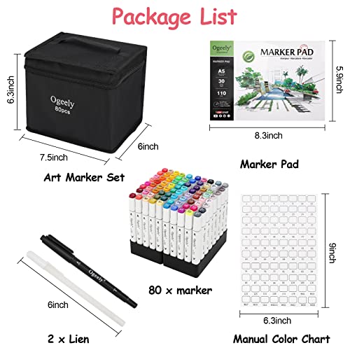 80-Color Dual Tip Alcohol Markers Set