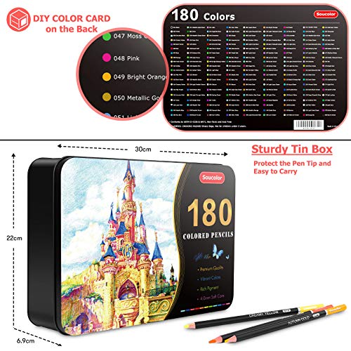 180-Color Artist Colored Pencils Set for Adults