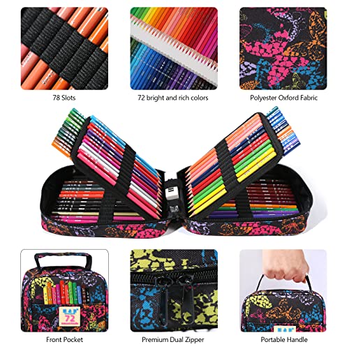 72-Color Pencil Set with Coloring Book and Accessories