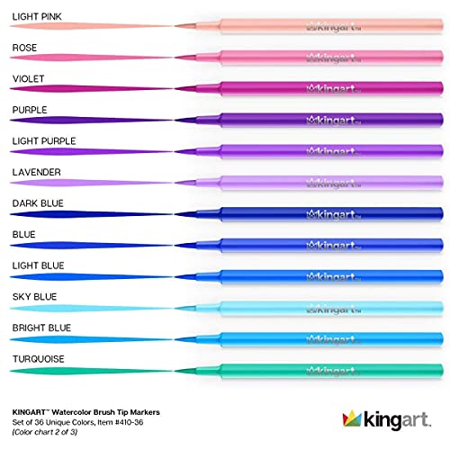 KINGART 36-Color Watercolor Brush Marker Set