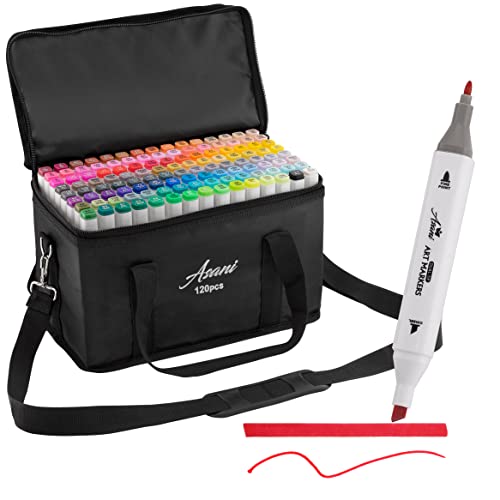 120-Color Dual Tip Markers with Travel Case