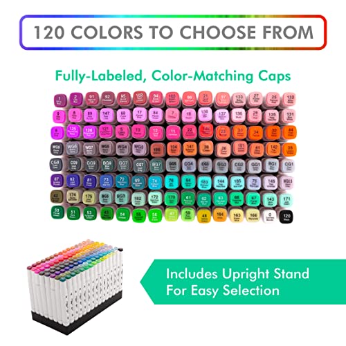 120-Color Dual Tip Markers with Travel Case