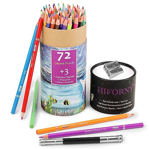 HIFORNY 75 Pack Adult Coloring Colored Pencils Set